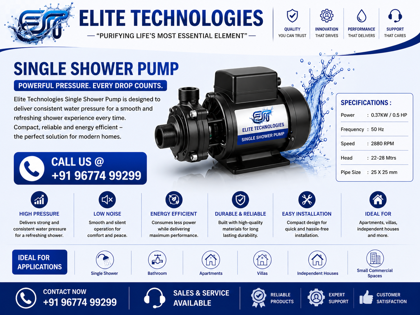 Single Shower Pump
